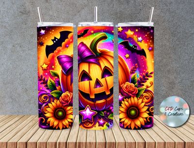 Happy Halloween Pumpkin Sunflowers