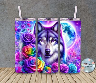 Wolf with Flowers