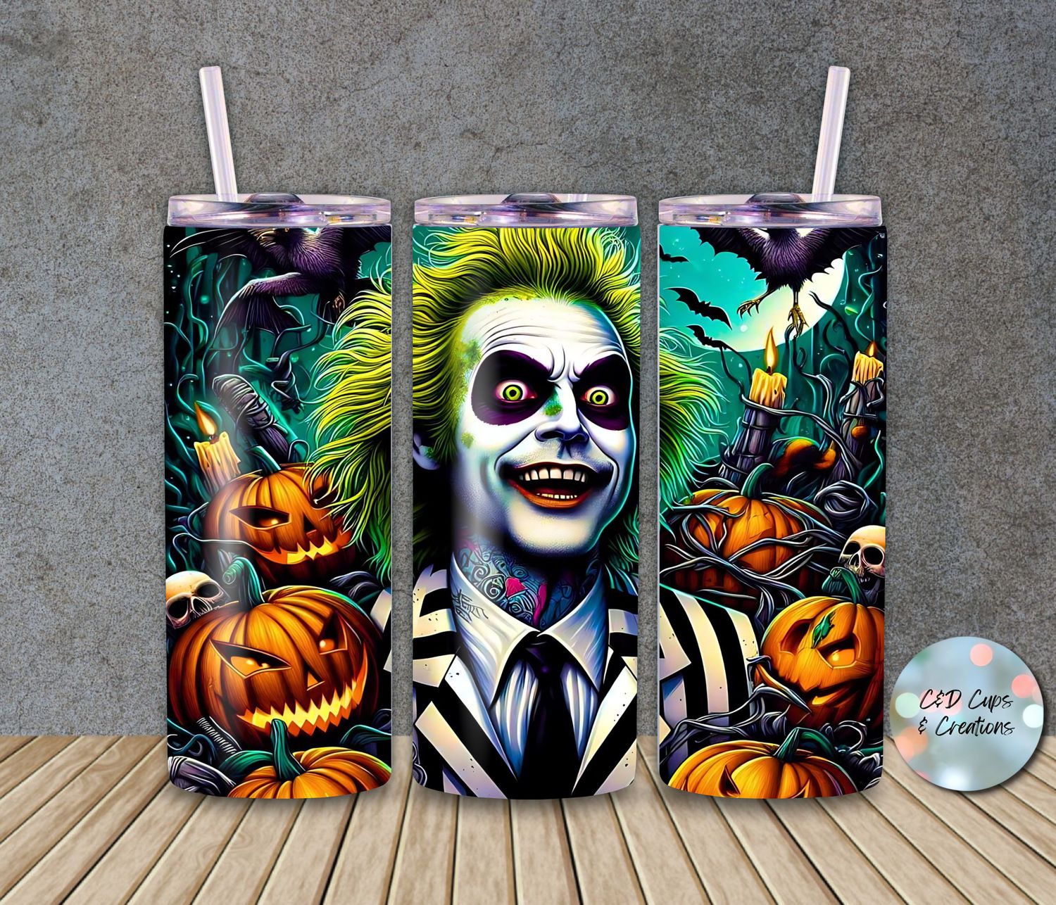 Halloween Bettlejuice Face Pumpkins