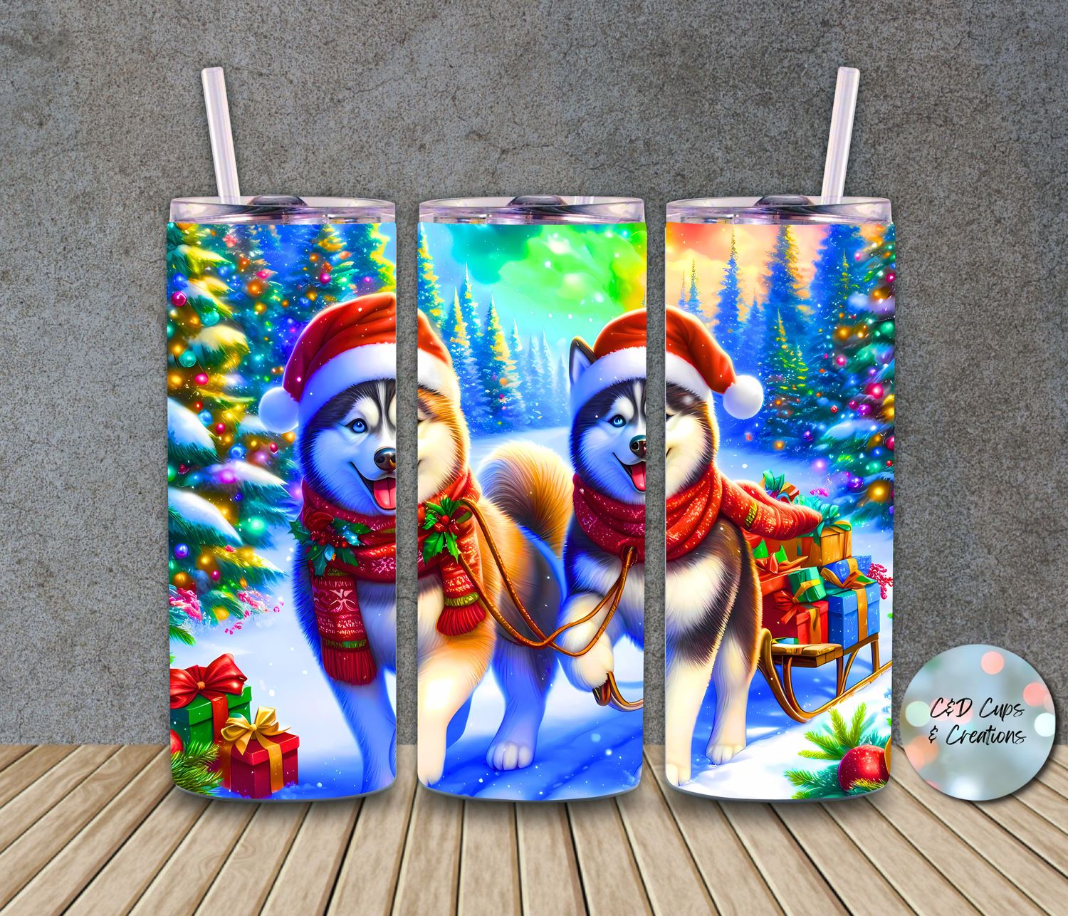 Christmas Husky Dogs
