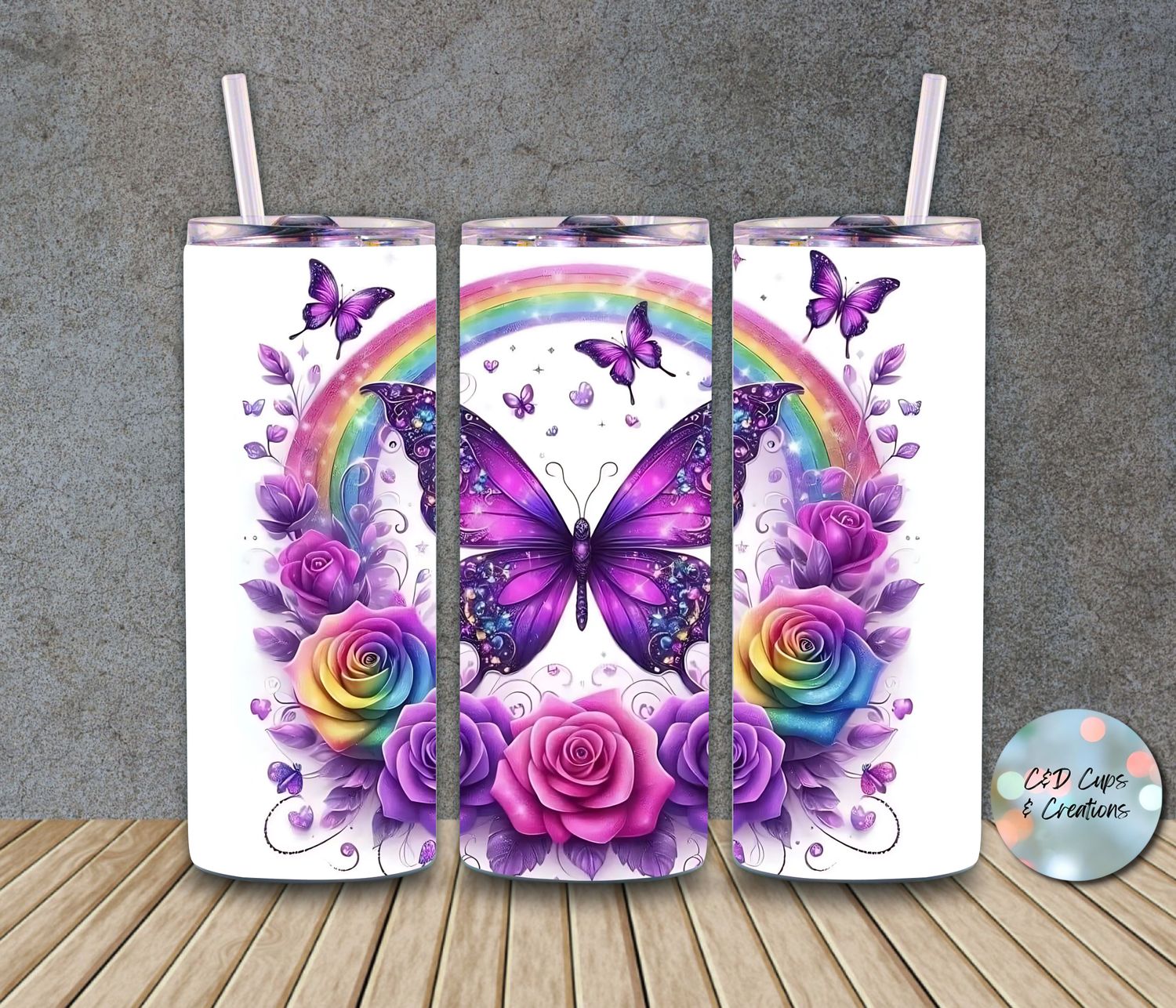 Butterfly Rainbow Flowers