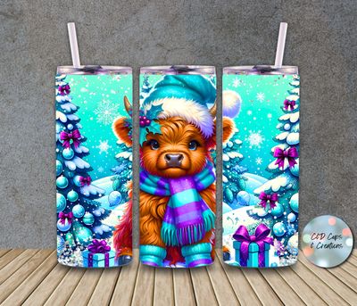 Christmas Cow Purple Blue