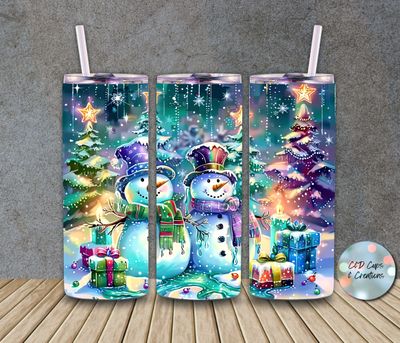 Christmas Snowmen Blue Green