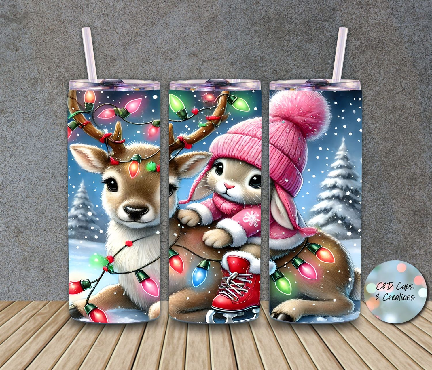 Christmas Bunny Deer Pink