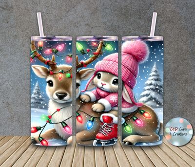 Christmas Bunny Deer Pink
