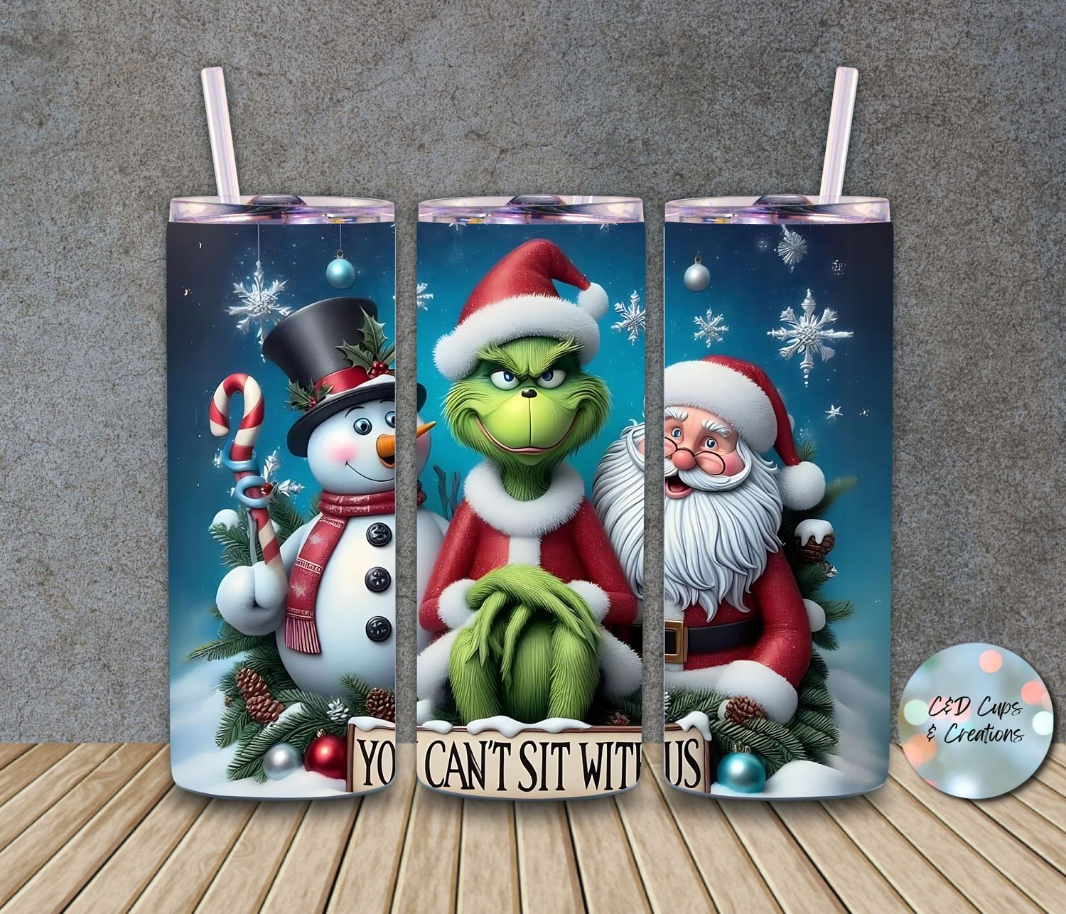 Can&#39;t Sit With Us Snowman Grinch Santa