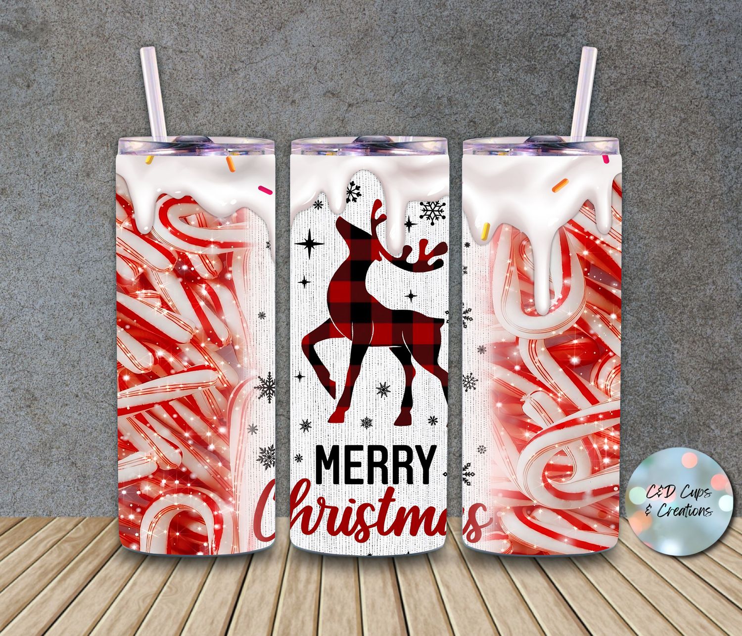 Merry Christmas Deer Candy Canes