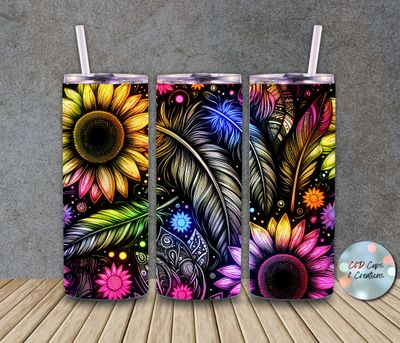 Neon Dark Sunflowers