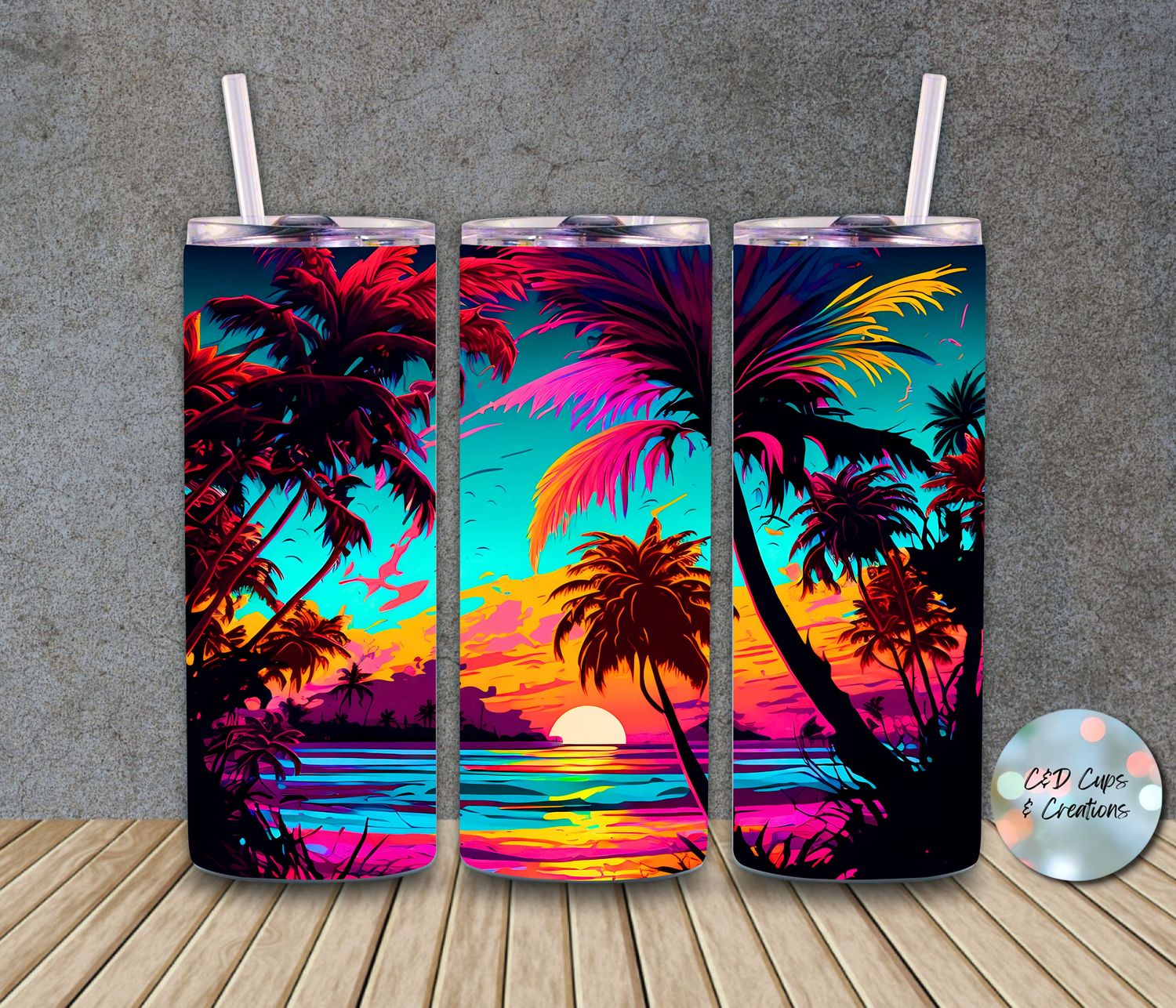 Neon Beach Sunset