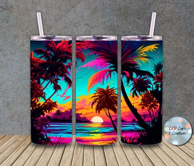 Neon Beach Sunset