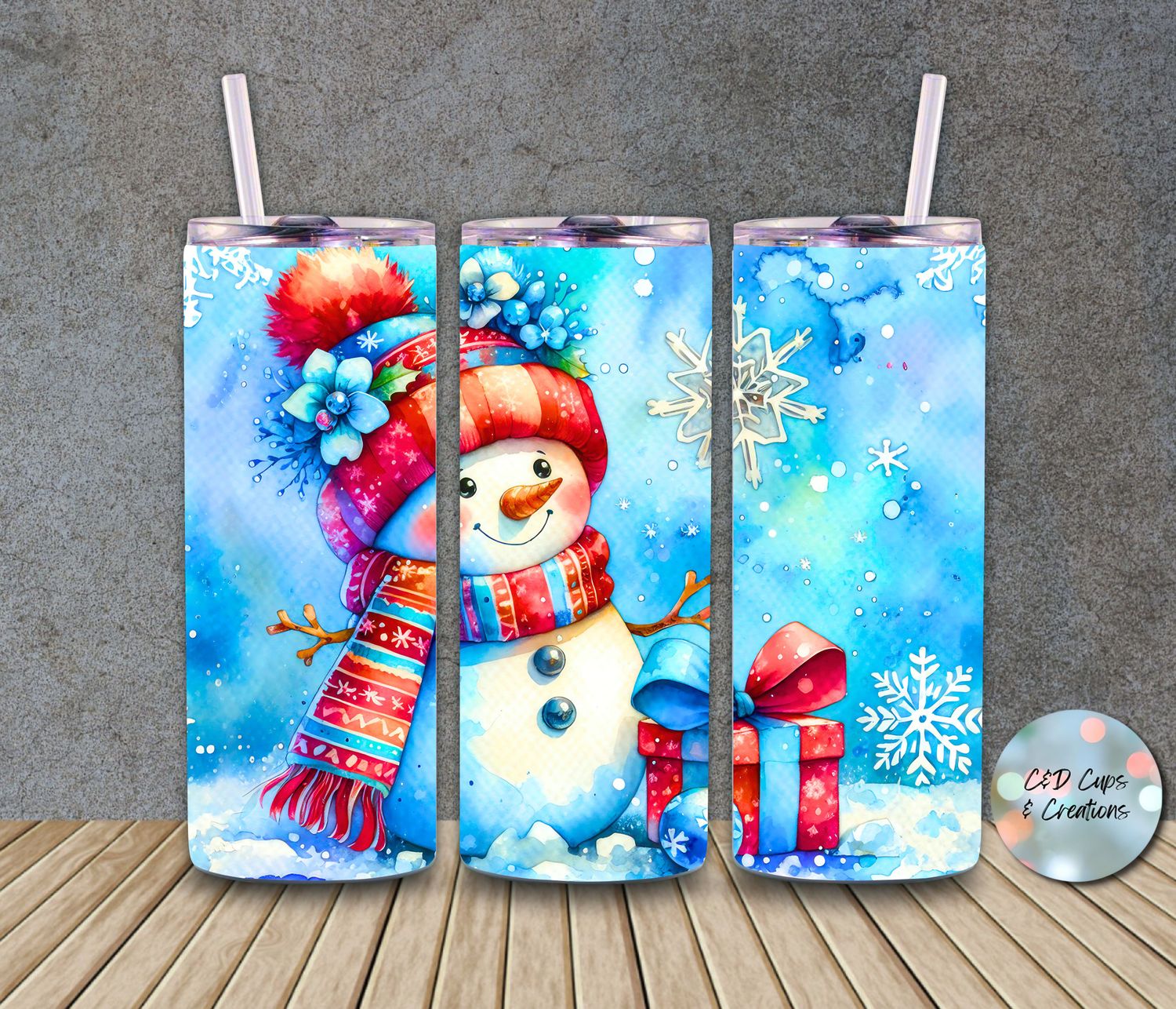 Snowman Red Hat Present