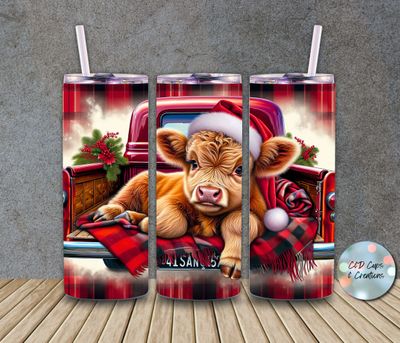 Christmas Red Cow Truck