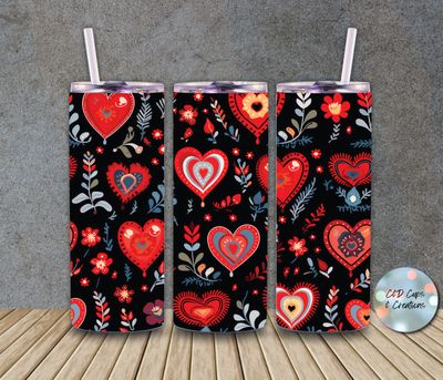 Valentine Hearts Black Background