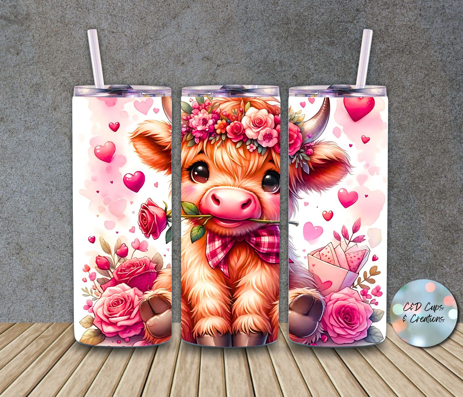 Valentine Cow with Rose in Mouth