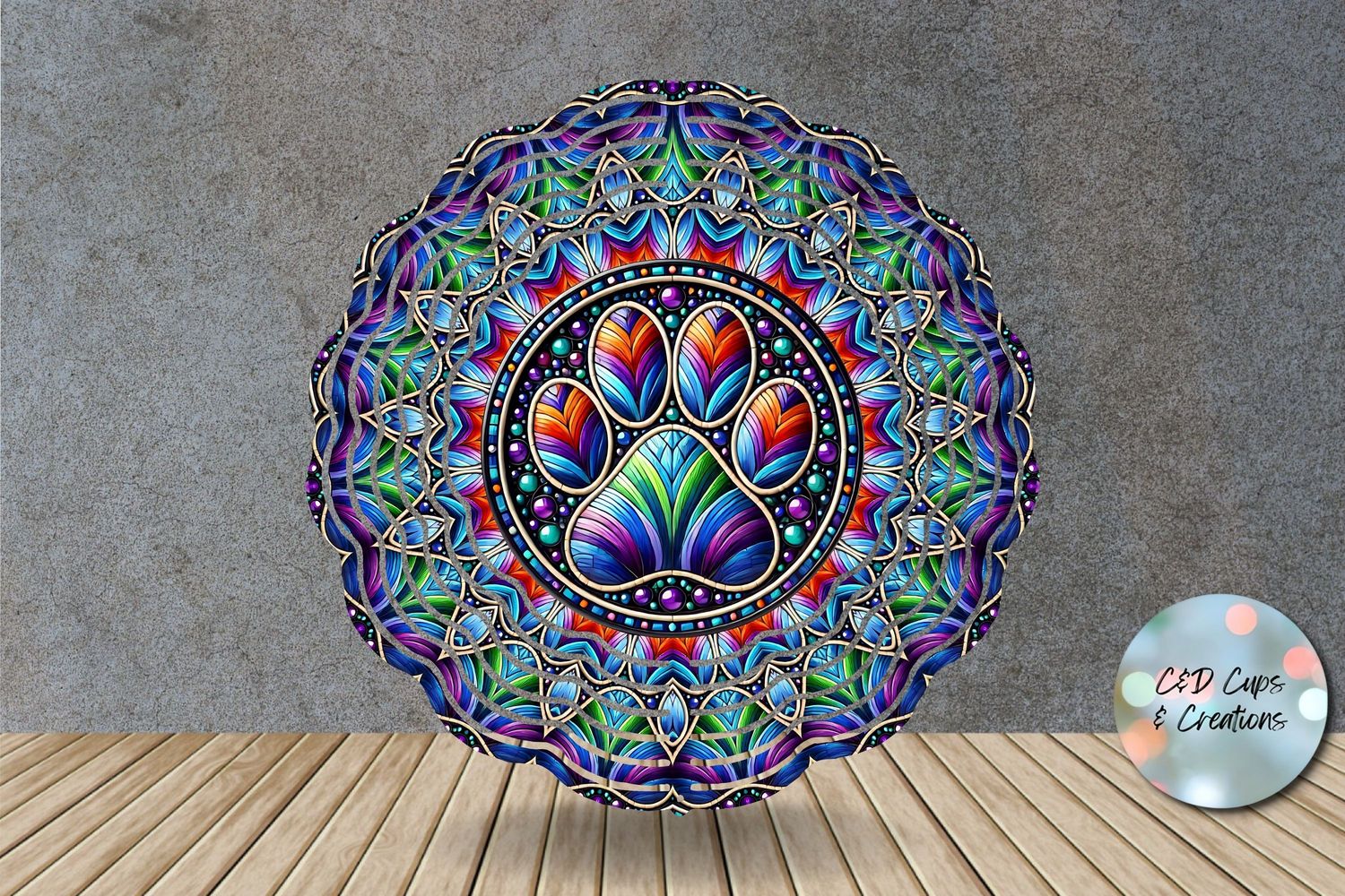 Dog Paw Mandala Wind Spinner