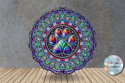 Dog Paw Mandala Wind Spinner
