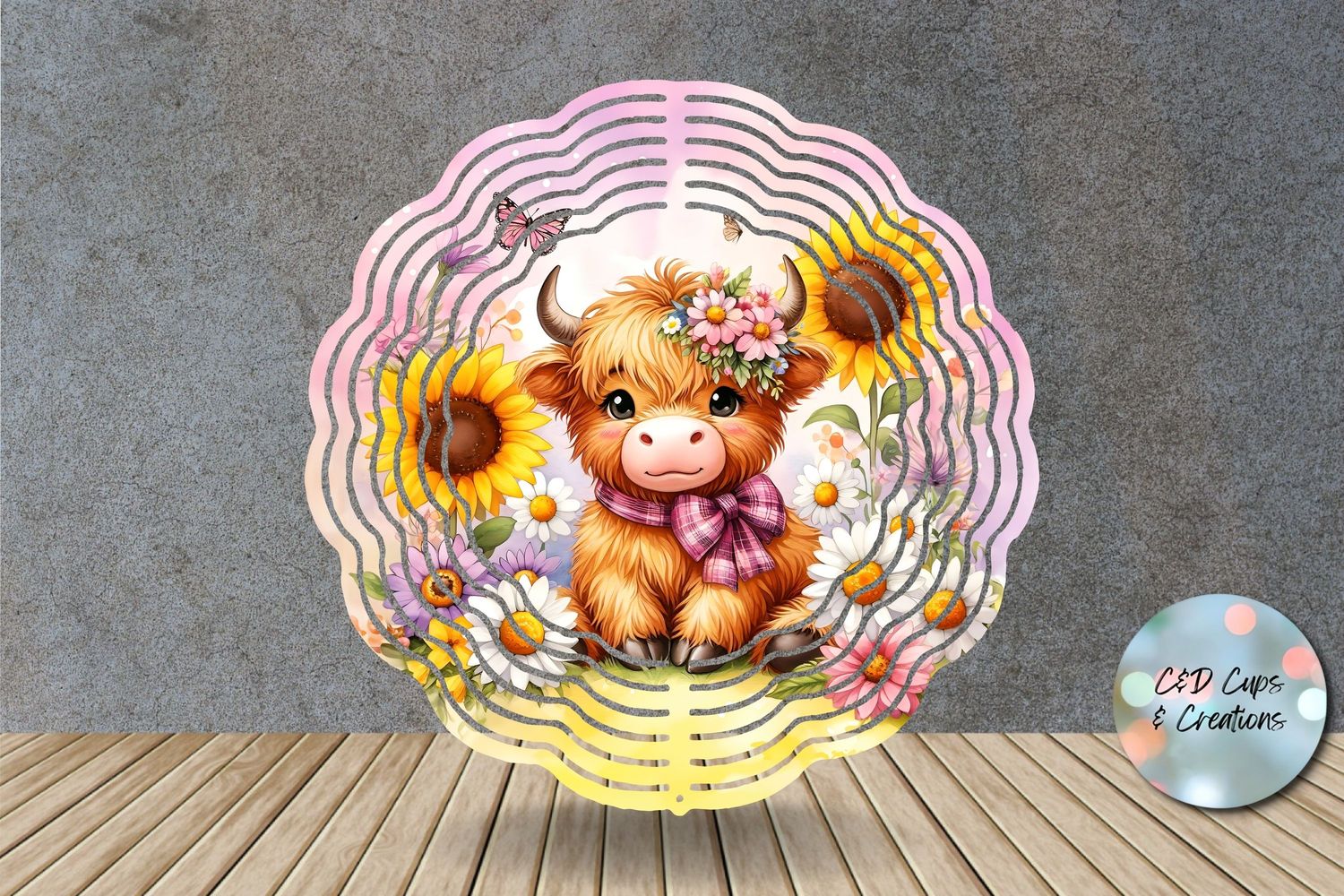 Highland Cow Spring Wind Spinner