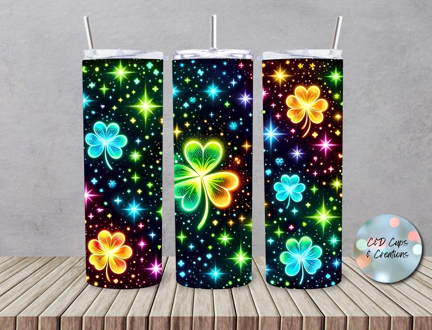 Neon St. Patrick Clovers