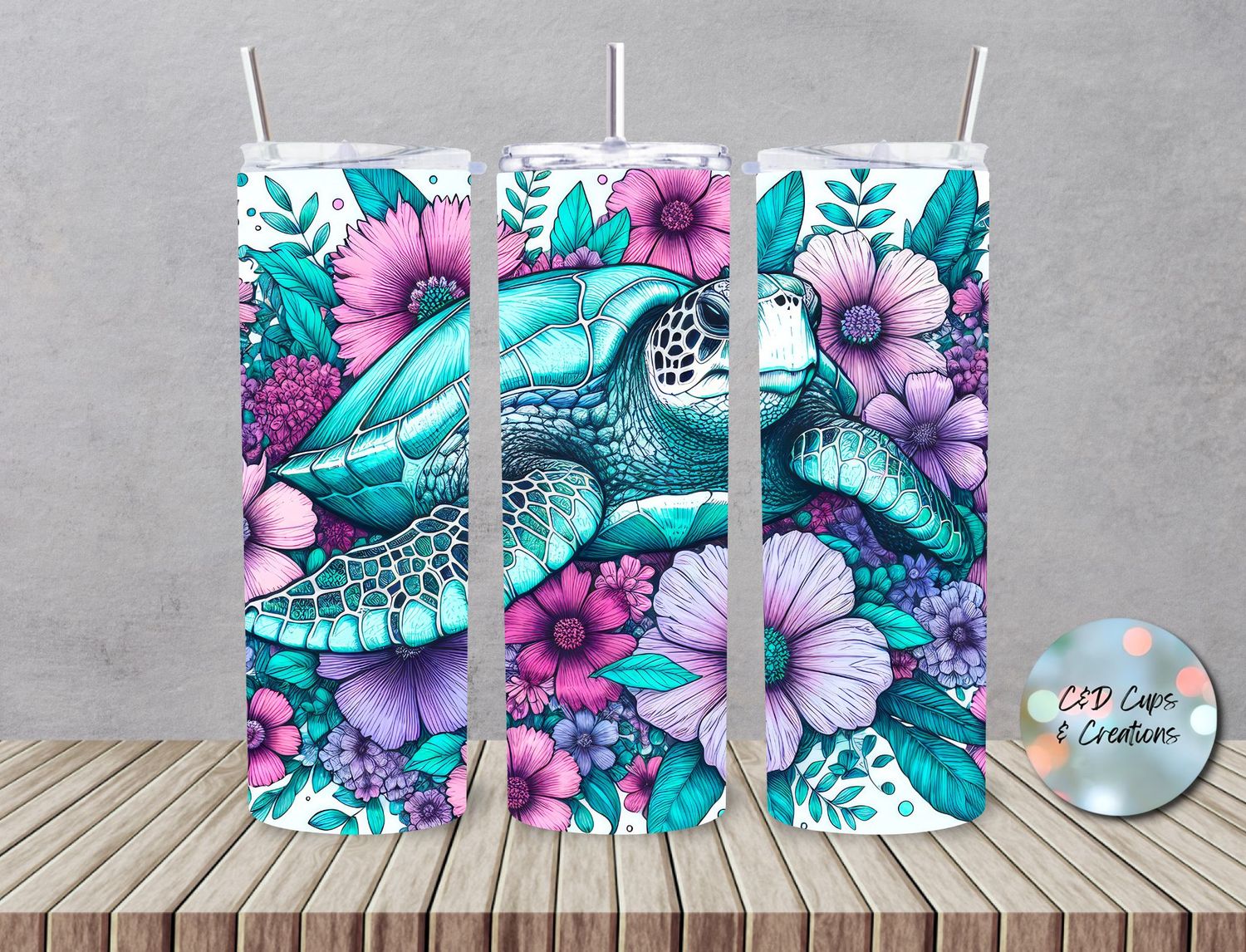 Teal Turtle Flowers
