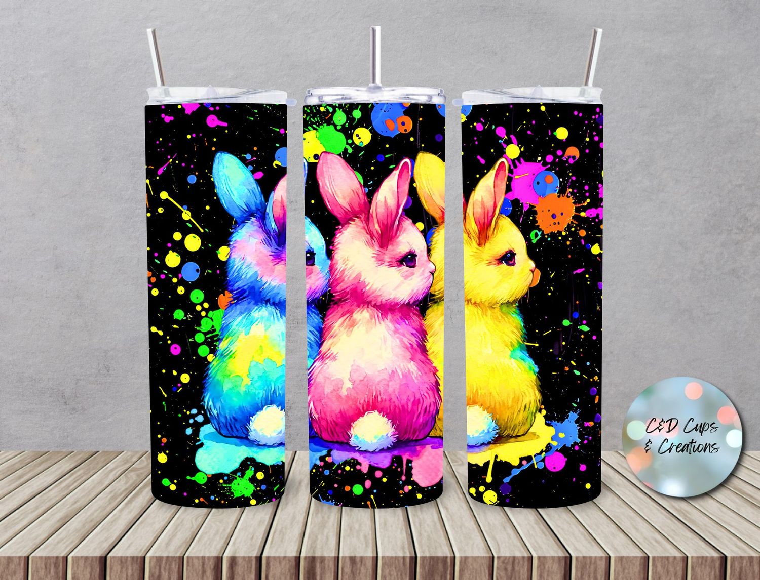 Dark Neon Bunny Easter Trio