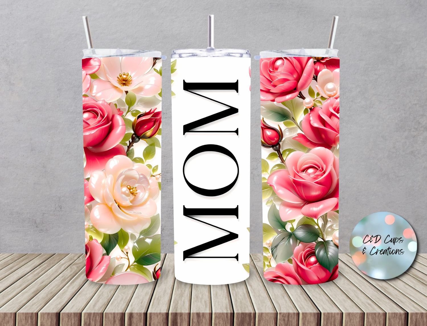 Mom Pink Roses Pearls