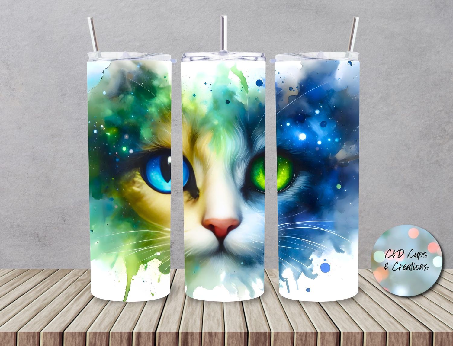Blue Green Eye Cat Face
