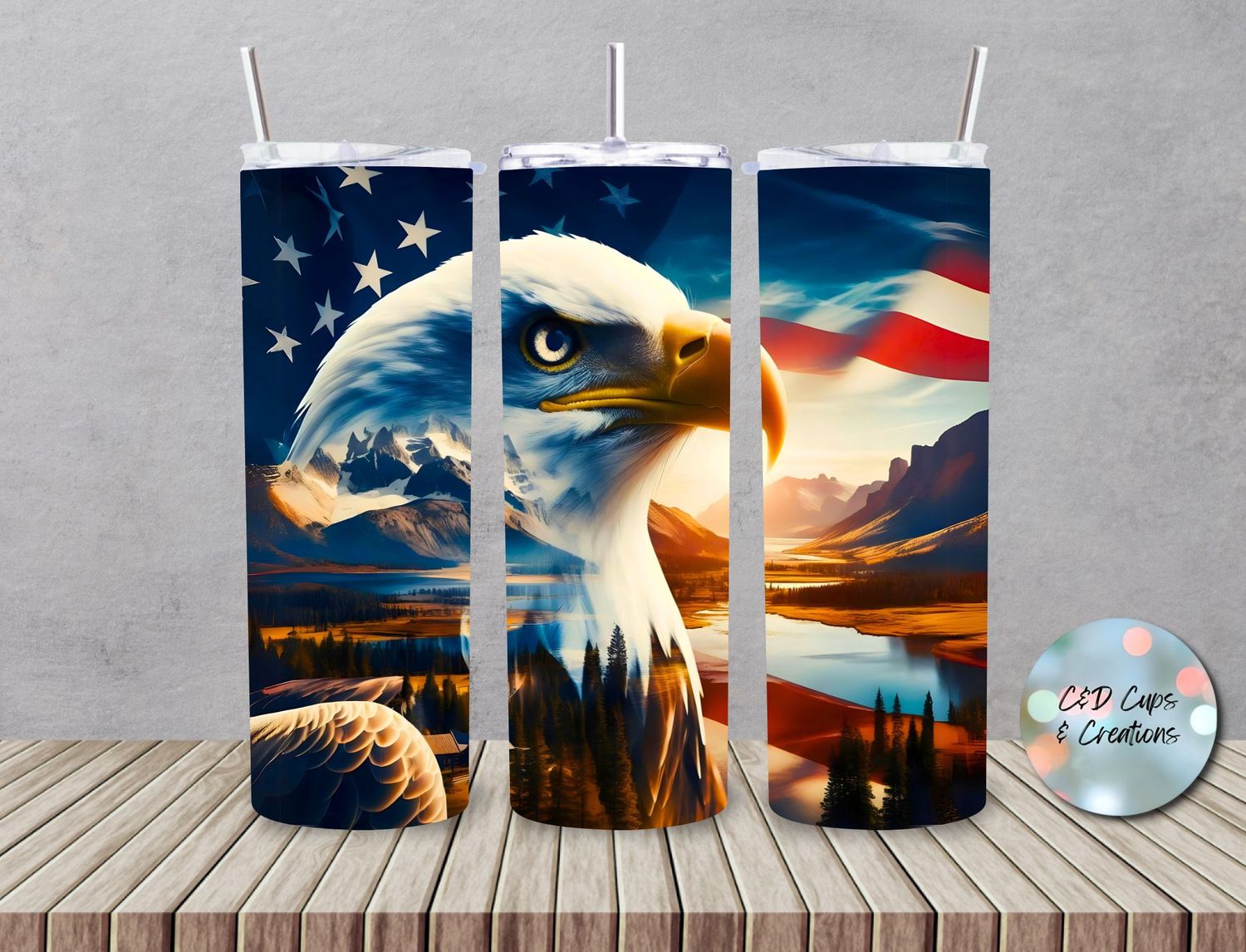 Eagle Flag Double Exposure