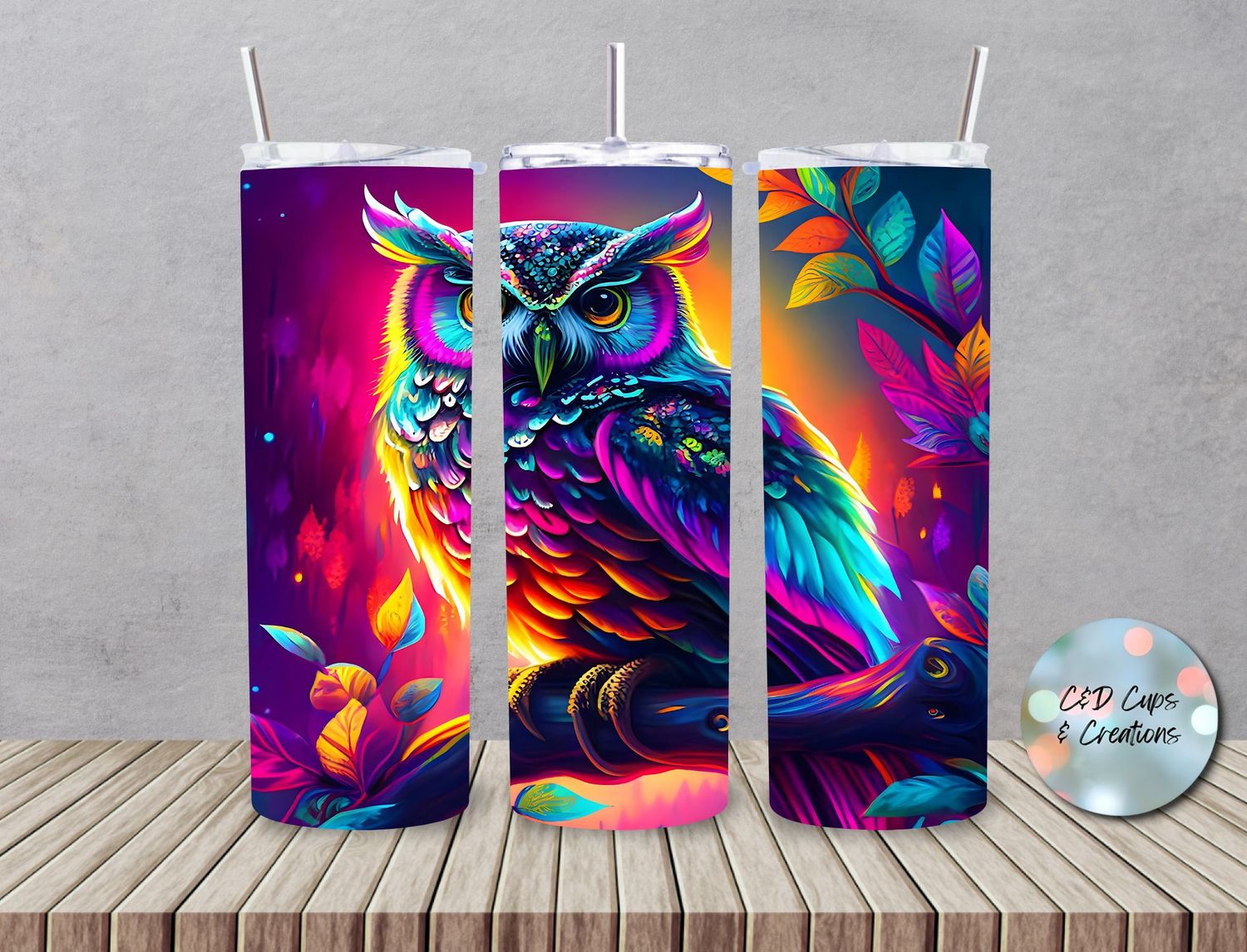 Neon Owl on Perch