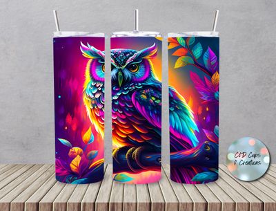 Neon Owl on Perch