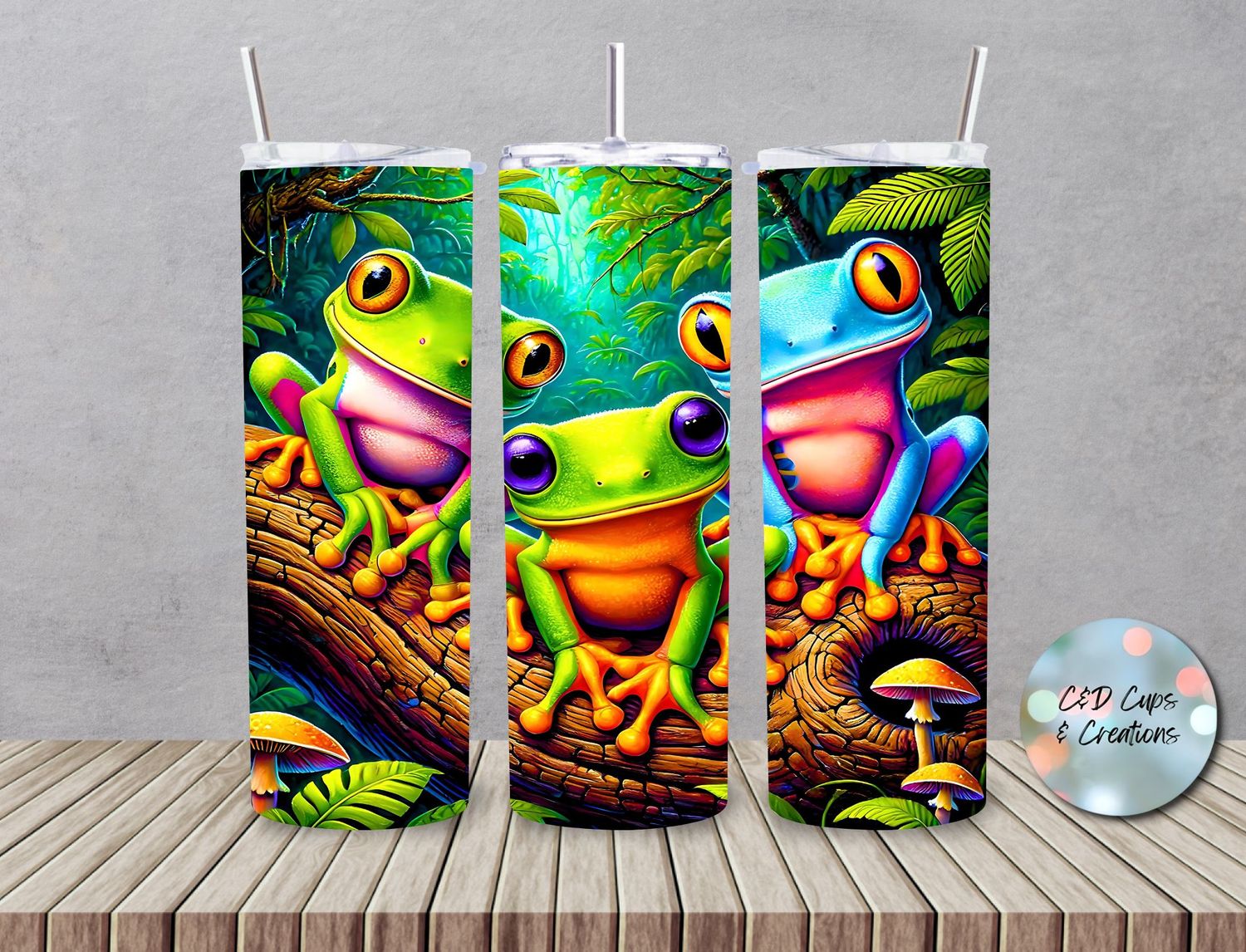 Frog Trio on Branch