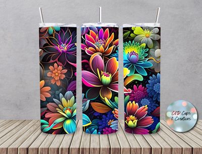 Neon Flowers Black
