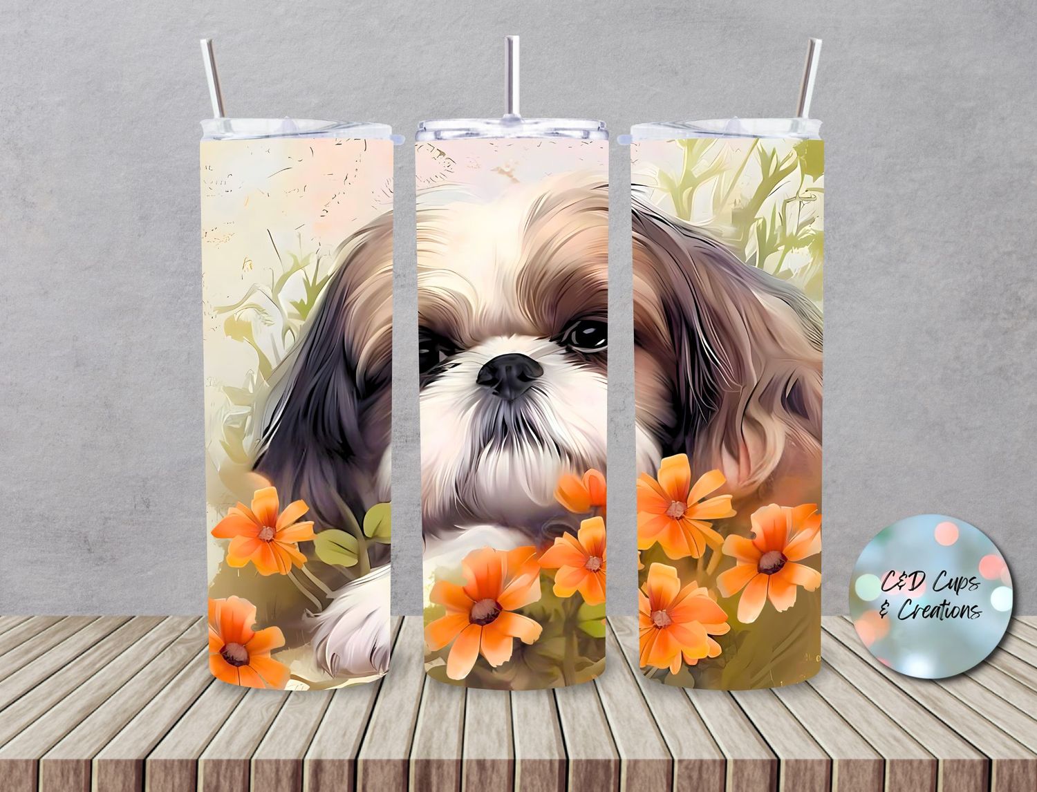 Digital Shih Tzu Flowers
