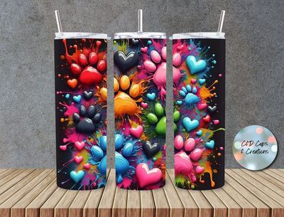 3D Colorful Dog Paws