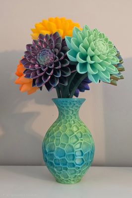 3D Flowers with Vase (5 flowers)