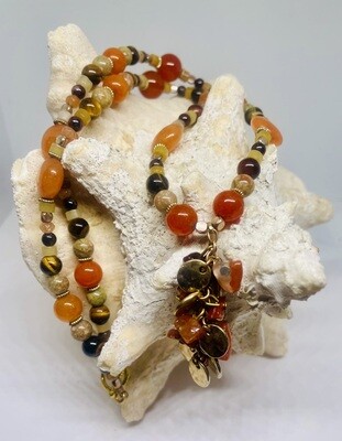 Carnelian and Tigers Eye Crystal Necklace