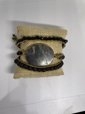 Jasper and Lava Rock Beaded Wrap Bracelet