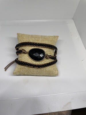 Back Onyx Beaded Wrap Bracelet
