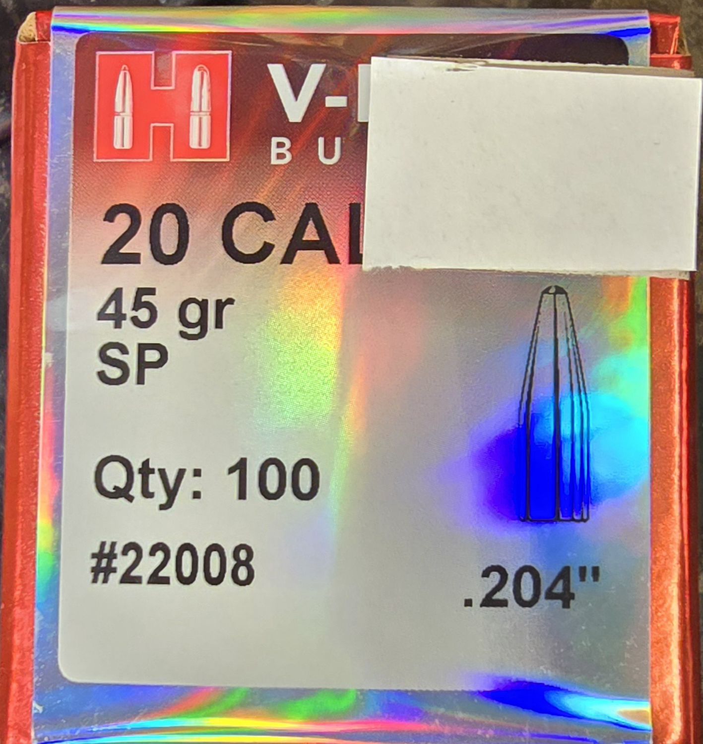 Hornady 20 Cal. V-Max 45 Gr. SP 100 Bullets