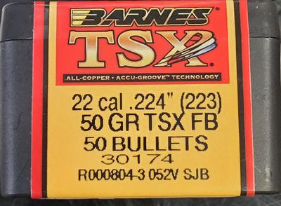Barnes TSX .224 (223) FB 50 Gr. 50 Bullets