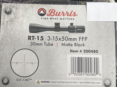 Burris RT-15 3-15x50 FFP SCR-2 MIL