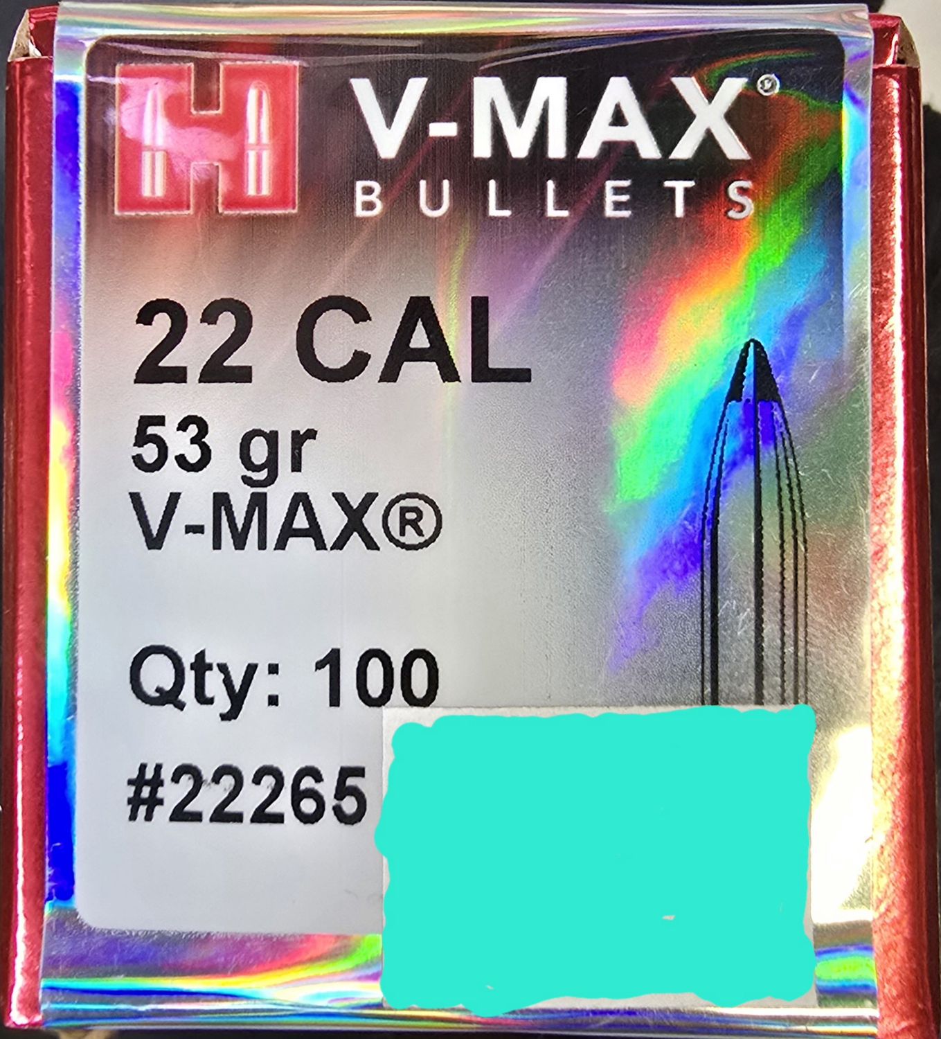 Hornady 22 Cal. 53 Gr. V-Max 100 Bullets