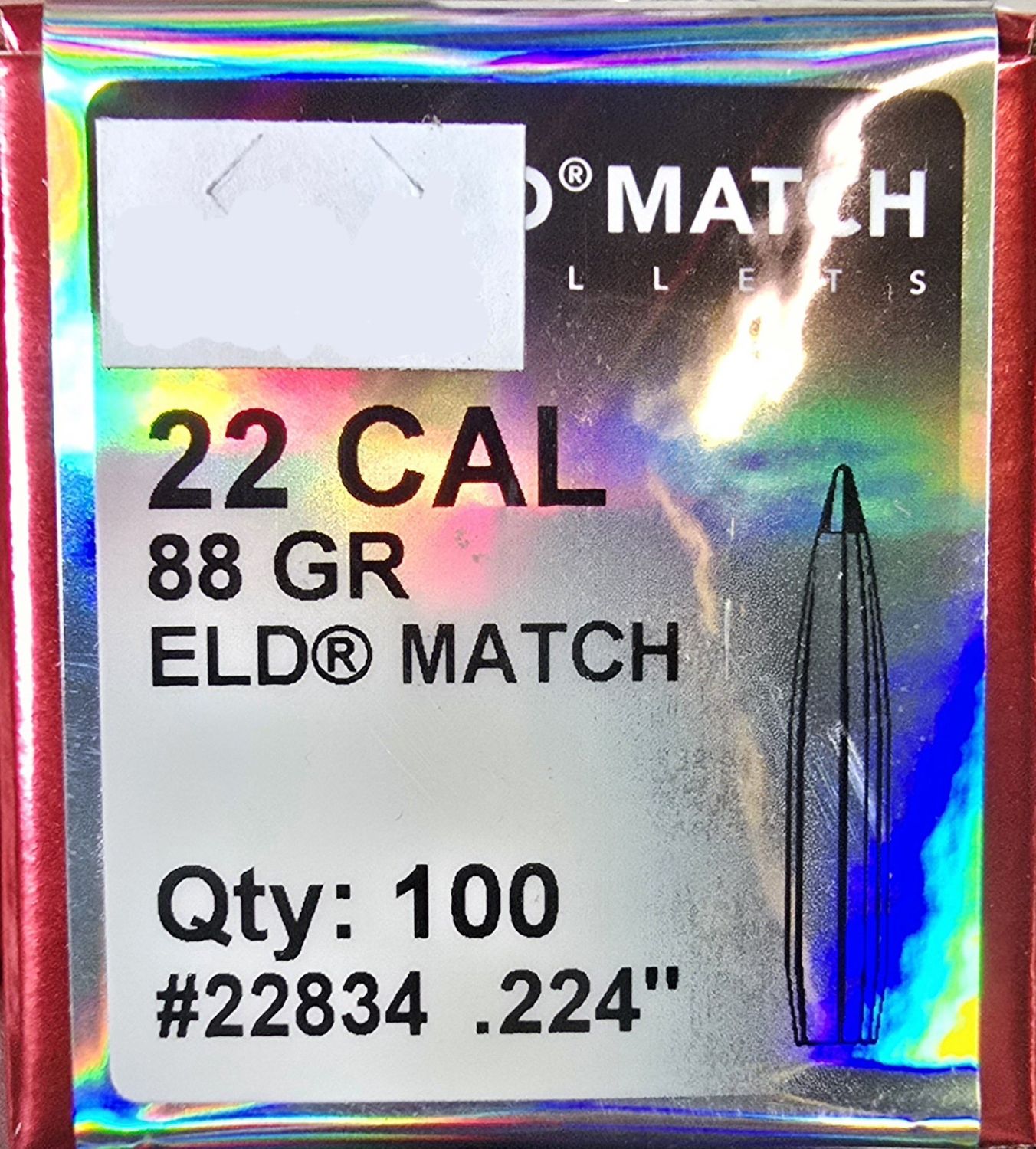 Hornady 22 Cal. 88 Gr. ELD Match 100 Bullets