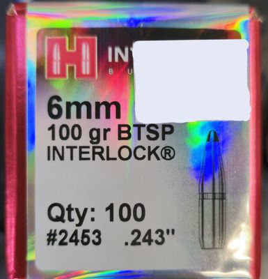 Hornady 6mm  .243 100 gr. BTSP Interlock 100 Bullets
