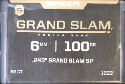 Speer Grand Slam 6mm .243 100 Gr. 50 Bullets