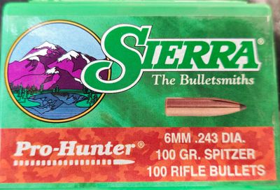 Sierra Pro Hunter 6mm .243 Dia. 100 Gr. Spitzer 100 Bullets
