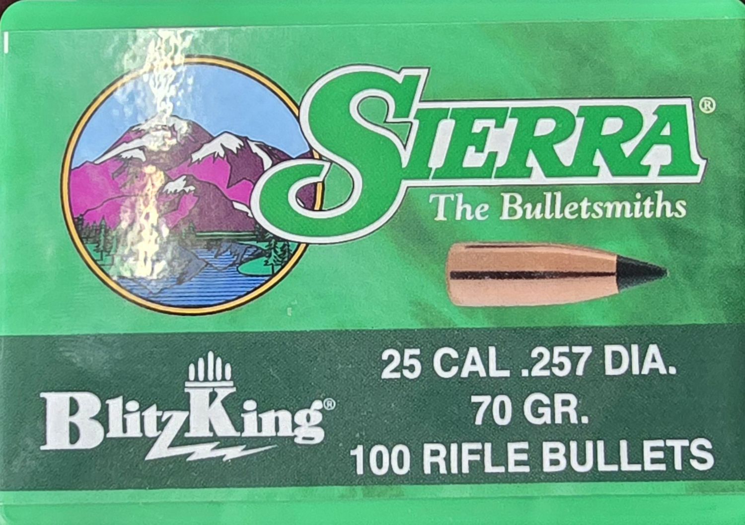 Sierra 25 Cal. .257 Dia. 70 Gr. 100 Bullets