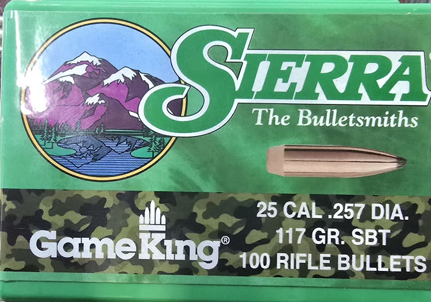 Sierra GameKing 25 Cal. .257 117 Gr. SBT 100 Bullets