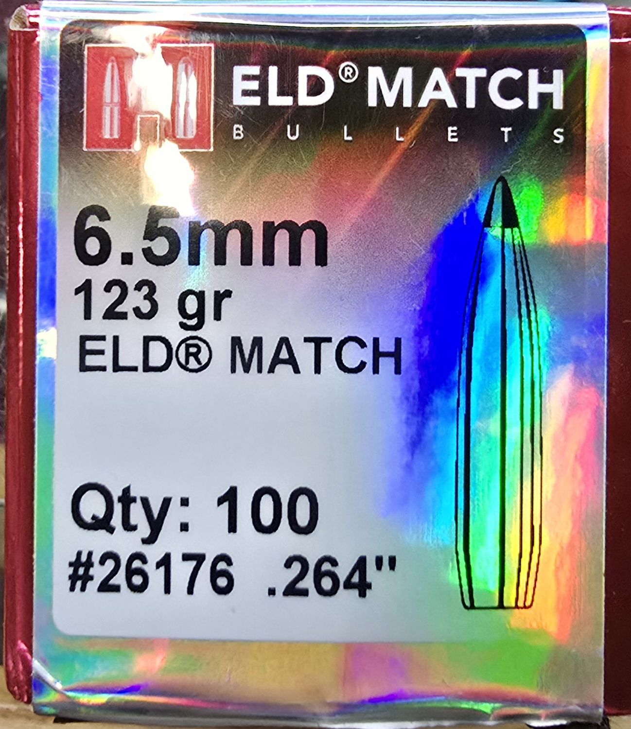 Hornady ELD Match 6.5 mm .264 123 Gr.  100 Bullets