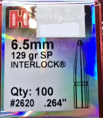 Hornady 6.5 mm .264 129 Gr. SP Interlock 100 Bullets