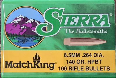 Sierra MatchKing 6.5 mm .264 Dia. 140 Gr. HPBT 100 Bullets